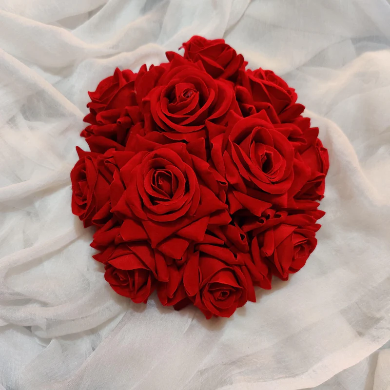 Full Real Look Alike Rose Artificial Flower Bridal Bun – Red